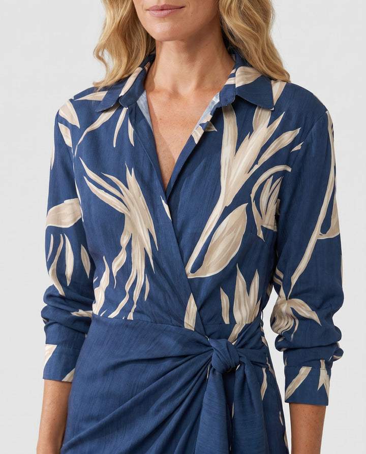 Danielle | Leaf Print Maxi Wrap Dress