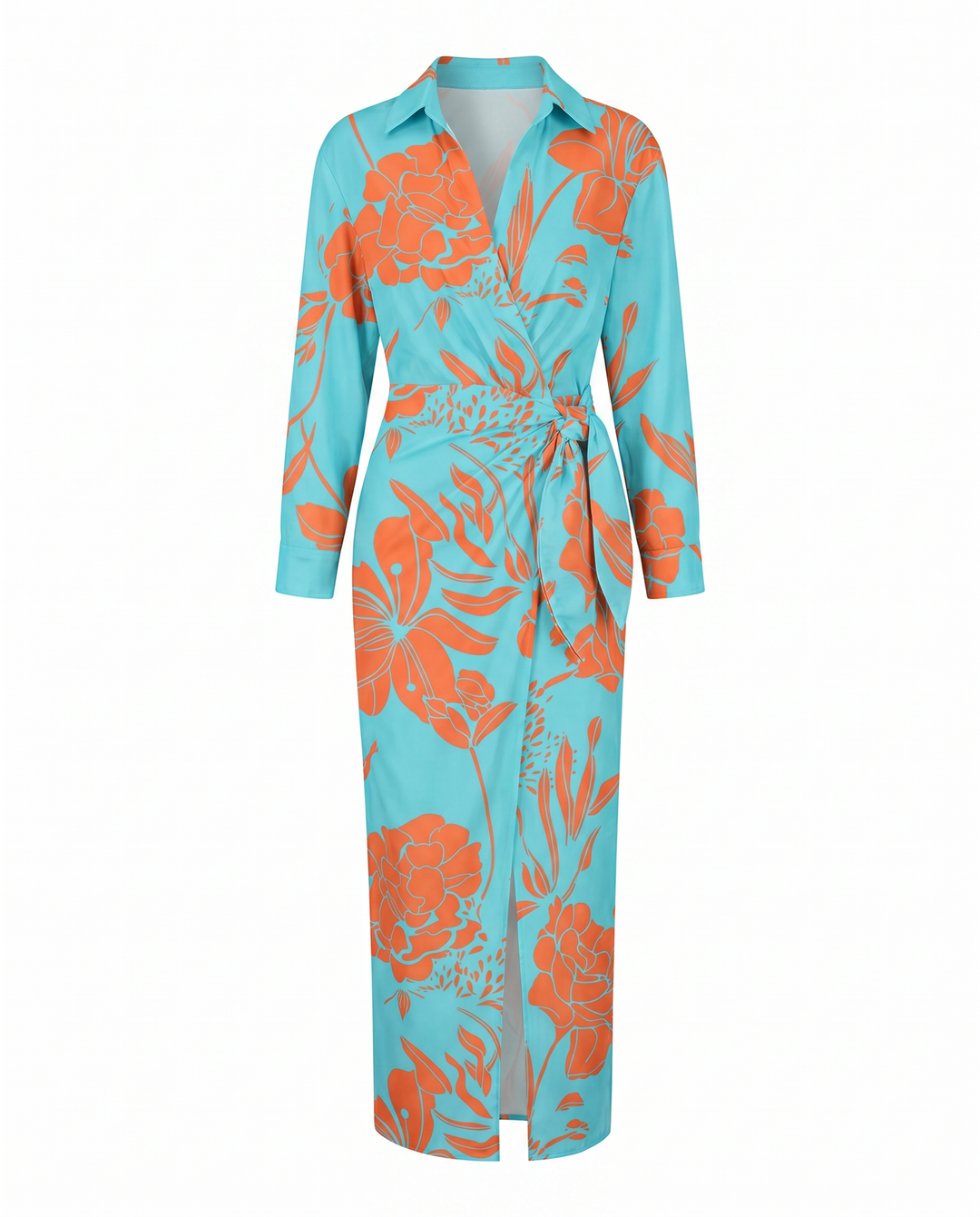 Danielle | Leaf Print Maxi Wrap Dress