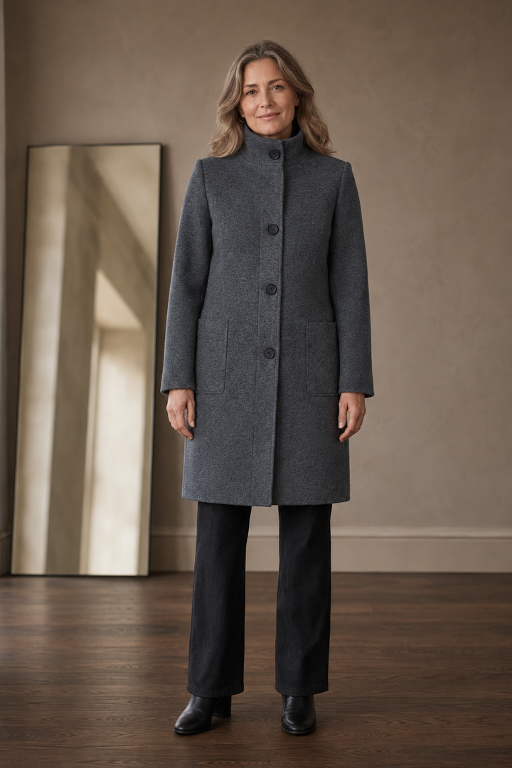 Wool Blend Tailored Overcoat closed