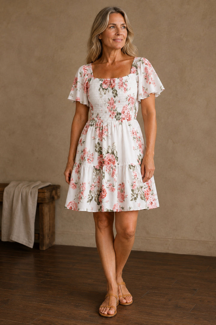 Lorraine | Floral Waist Tie Dress