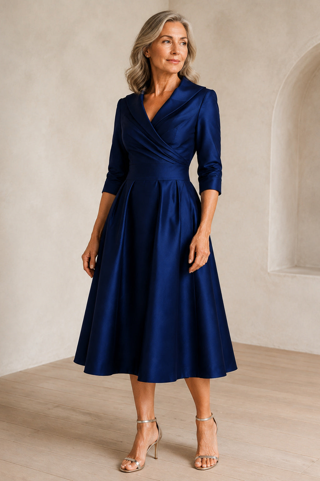 Evelyn | Portrait Collar Midi Dress