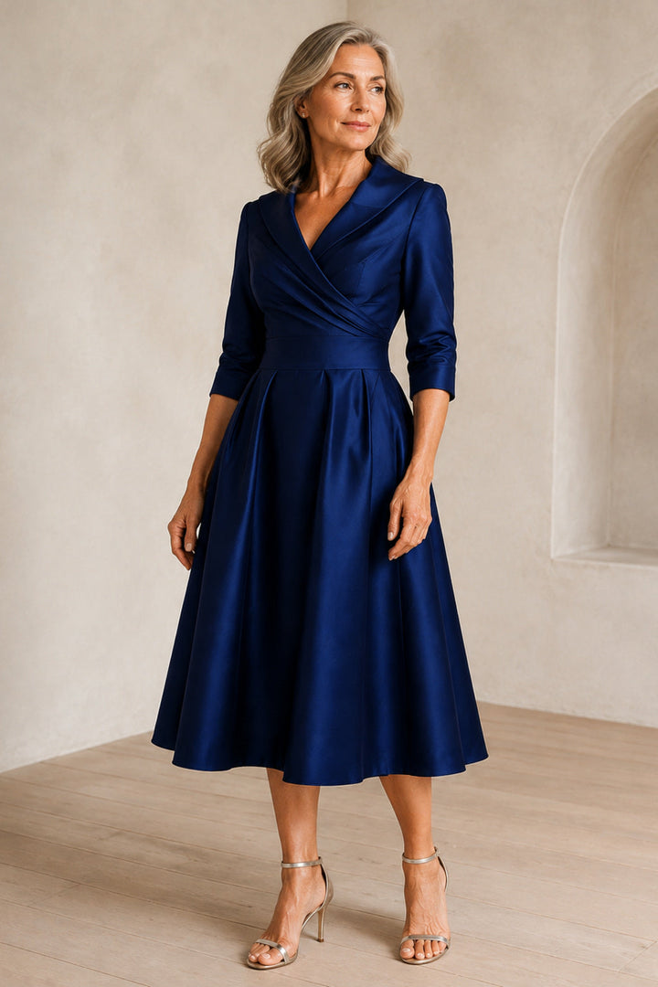 Evelyn | Portrait Collar Midi Dress